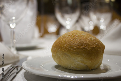 A home baked bread served at a fancy restaurant photo