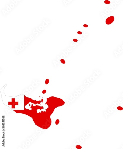 Kingdom of Tonga  Vector map. Isolated, white background