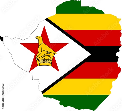  Republic of Zimbabwe, formerly Rhodesia Vector map. Isolated, white background
