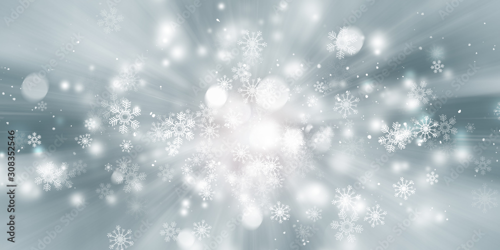 white and gray Christmas light with snowflake bokeh background, Winter backdrop wallpaper. white and gray Christmas light with snowflake bokeh background, Winter backdrop wallpaper.
