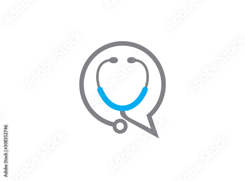 Stethoscope chat icon advice doctor consultation symbol icon design illustration isolated on white background