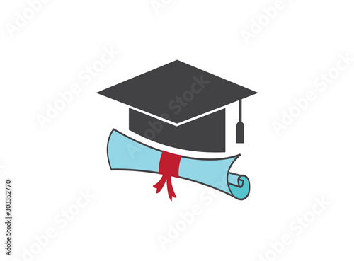 Graduation hat, diploma icon design illustration isolated on white background