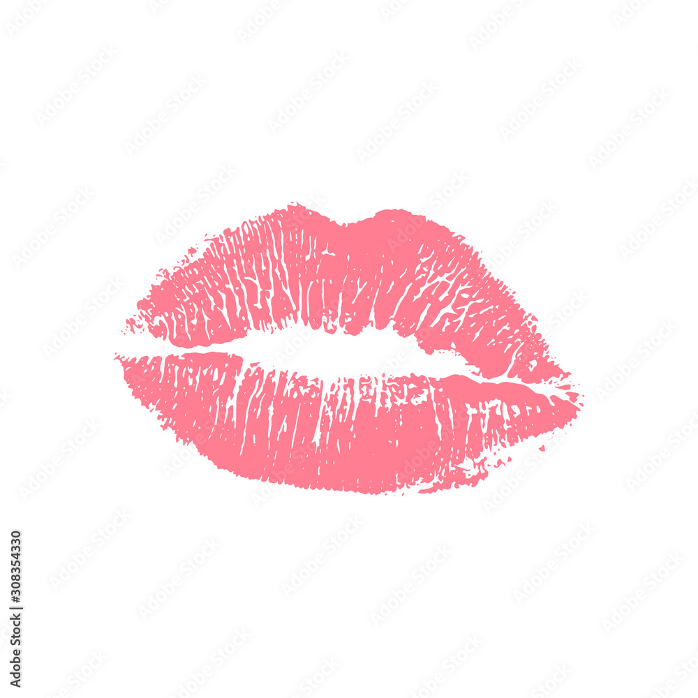Vector illustration of womans girl pink lipstick kiss mark isolated on  white background. Valentines day icon, sign, symbol, clip art for design.  Stock Vector | Adobe Stock