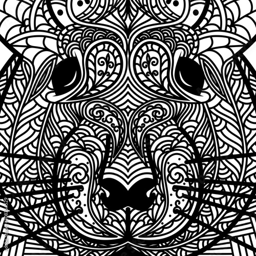 Wallpaper Mural Ethnic patterned ornate hand drawn head of Rat. Black and white doodle background. Sketch for tattoo, poster, print or t-shirt. Abstract card with detailed snout. Torontodigital.ca