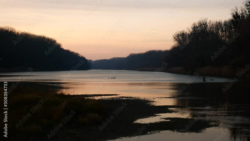 Winter Wetlands and Orange Evening Sky Glowing Winter Wetlands and Orange Evening Sky Glowing
