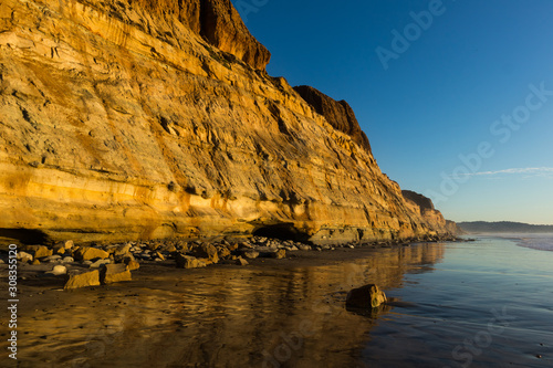 A bluff at sunset at Torrey Pines State Natural Reserve in La Jolla, California, located in San Diego County. photo