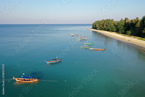 Fishing boats in Thailand aerial photo 