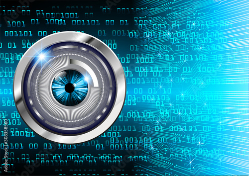 Blue eye cyber circuit future technology concept background
