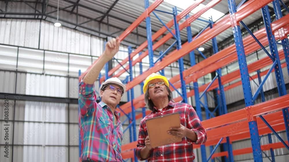 Asian engineer and worker working in factory Asian engineer and worker working in factory