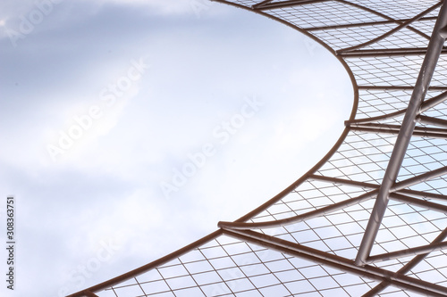 unique iron curved lines under the sky with copy space