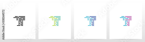 Lines And Dots Letter Logo Design T