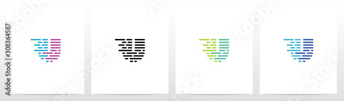 Lines And Dots Letter Logo Design U