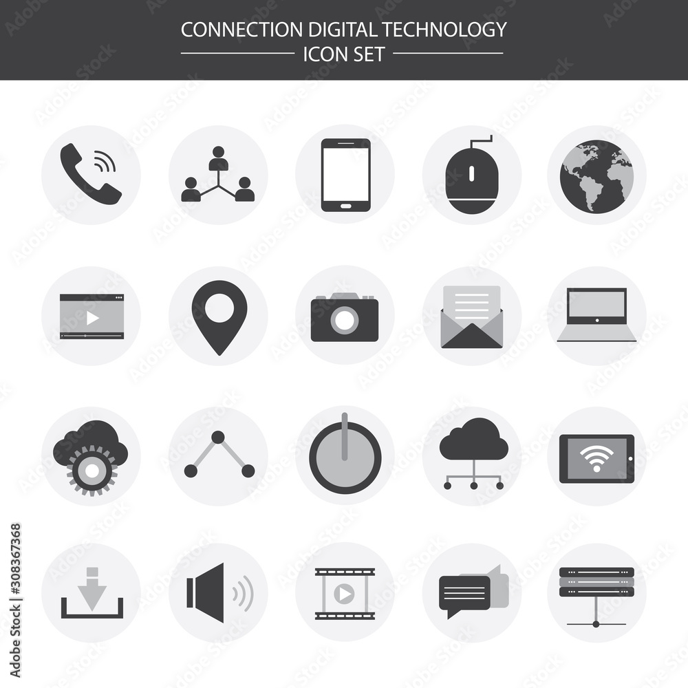connection digital technology icon set connection digital technology icon set
