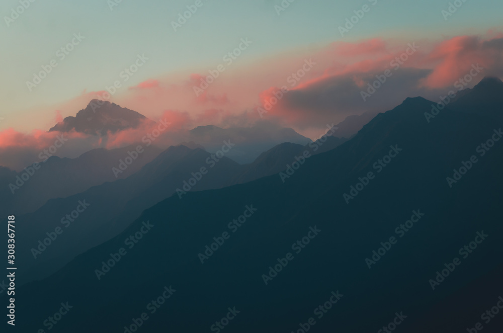 sunset in mountains