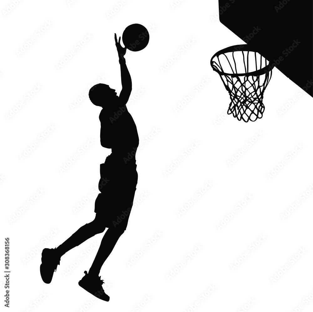 Vecteur Stock Vector silhouette of a basketball player dunking the ball. |  Adobe Stock