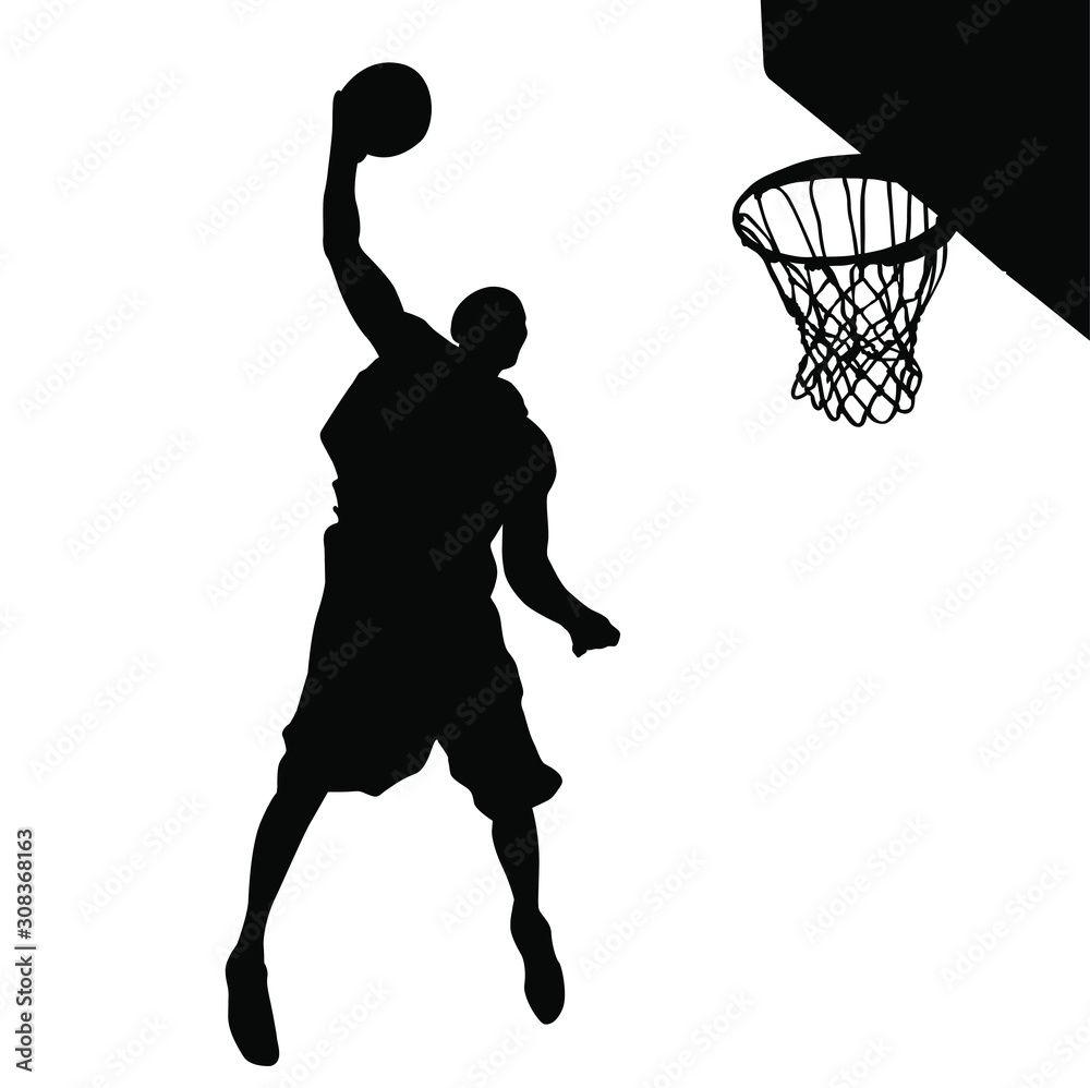 Vector silhouette of a basketball player dunking the ball. Stock-vektor |  Adobe Stock