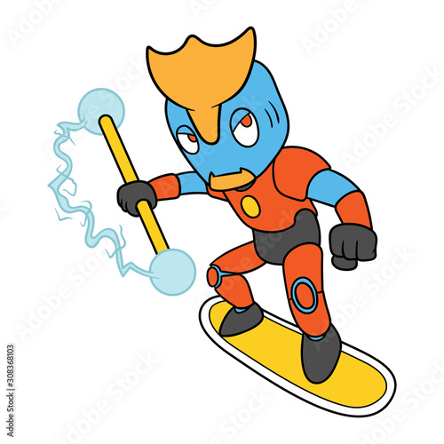 Cartoon Fierce Alien Vector Illustration