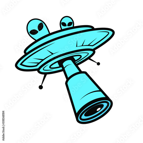Aliens flying saucer observes through a telescope ufo spies 