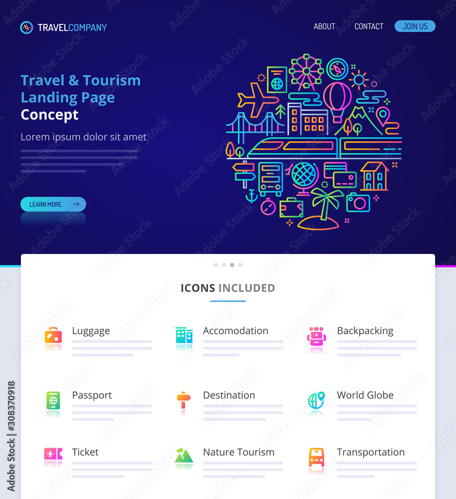 Travel & Tourism Home Page Design Concept. Travel & Tourism Home Page Design Concept.