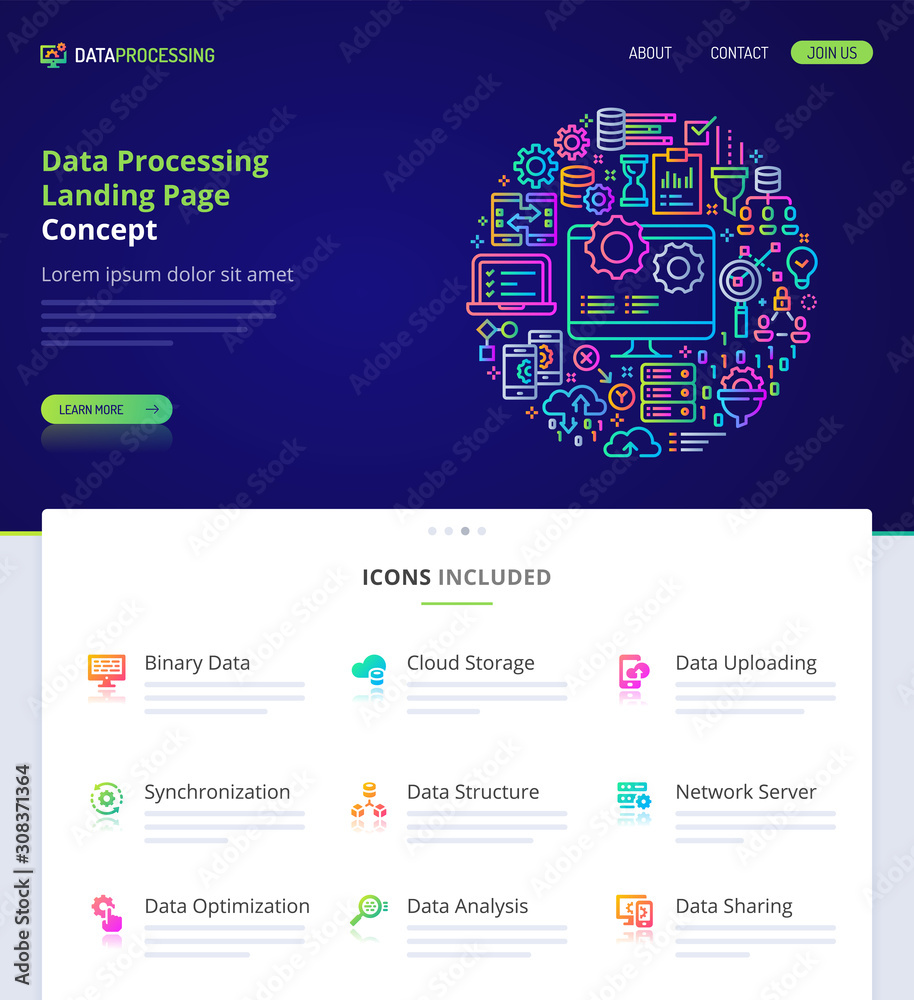 Big Data Processing Home Page Design Concept. Big Data Processing Home Page Design Concept.