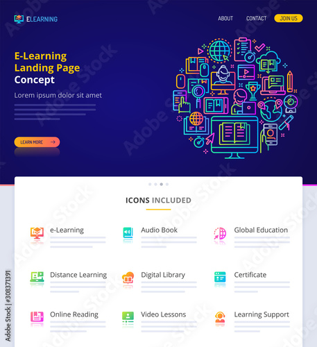 E-Learning Home Page Design Concept.