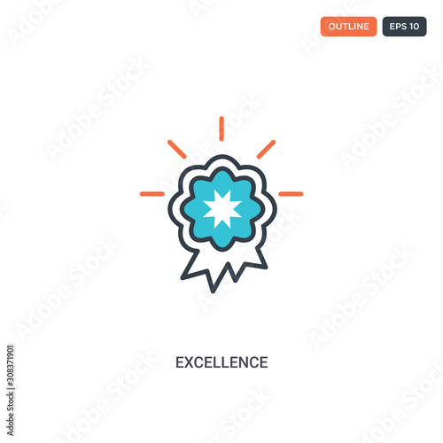 2 color excellence concept line vector icon. isolated two colored excellence outline icon with blue and red colors can be use for web, mobile. Stroke line eps 10.