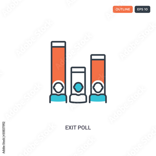 2 color Exit poll concept line vector icon. isolated two colored Exit poll outline icon with blue and red colors can be use for web, mobile. Stroke line eps 10.