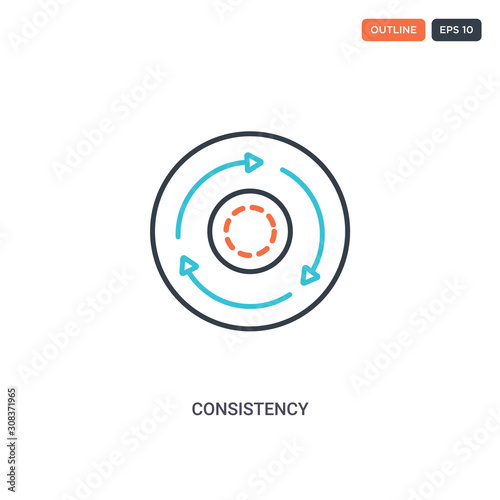 2 color consistency concept line vector icon. isolated two colored consistency outline icon with blue and red colors can be use for web, mobile. Stroke line eps 10.