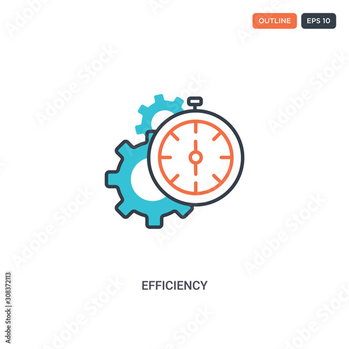 2 color Efficiency concept line vector icon. isolated two colored Efficiency outline icon with blue and red colors can be use for web, mobile. Stroke line eps 10.