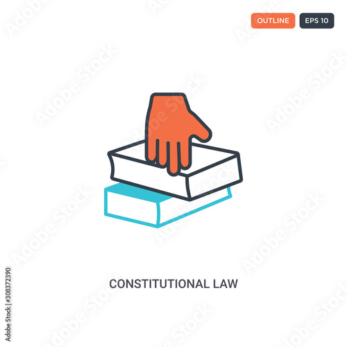2 color Constitutional law concept line vector icon. isolated two colored Constitutional law outline icon with blue and red colors can be use for web, mobile. Stroke line eps 10.