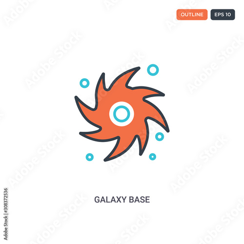 2 color galaxy base concept line vector icon. isolated two colored galaxy base outline icon with blue and red colors can be use for web, mobile. Stroke line eps 10.