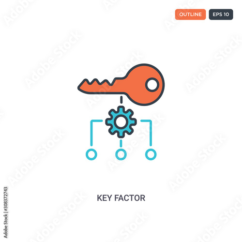 2 color Key Factor concept line vector icon. isolated two colored Key Factor outline icon with blue and red colors can be use for web, mobile. Stroke line eps 10.