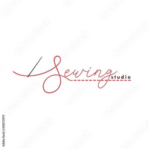 Tailor Sewing Vintage Logo, Needle and Yarn, Fashion Retro Simple Logo, Sign, Icon Template Vector Design