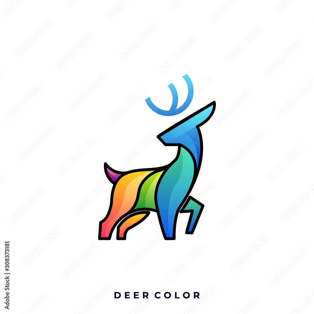 Obraz premium Deer Color Illustration Vector Template