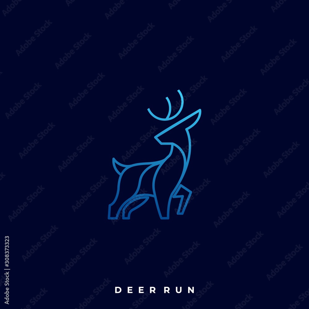 Deer Run Illustration Vector Template.