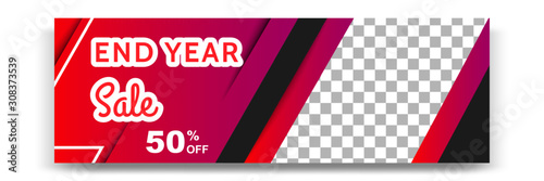 Abstract gradient modern geometric banner template design in red, black, white color. Suitable for advertising and promotion in social media post, blog, web, cover, header. Vector Illustration. 