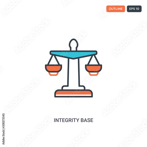 2 color integrity base concept line vector icon. isolated two colored integrity base outline icon with blue and red colors can be use for web, mobile. Stroke line eps 10.