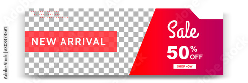 Abstract gradient modern geometric banner template design in red, black, white color. Suitable for advertising and promotion in social media post, blog, web, cover, header. Vector Illustration. 
