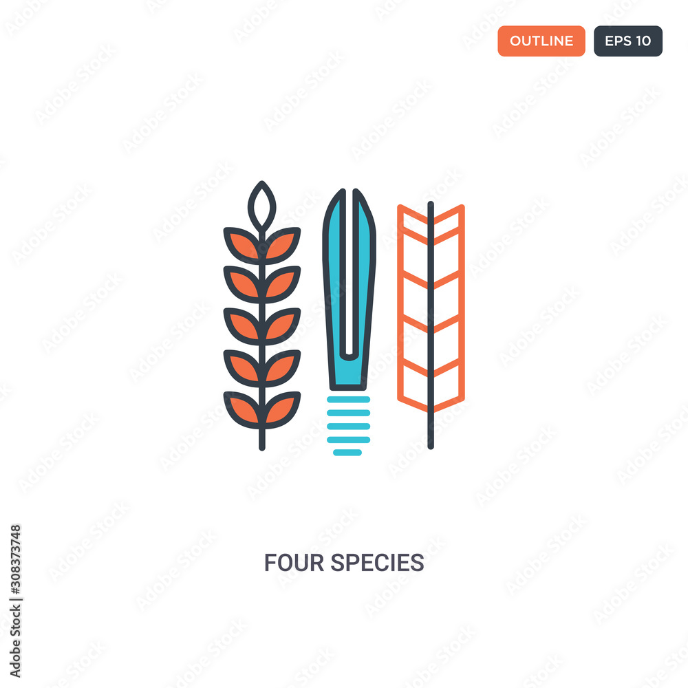 Fotografie 2 color Four Species concept line vector icon