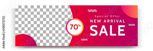 Abstract gradient modern geometric banner template design in red, black, white color. Suitable for advertising and promotion in social media post, blog, web, cover, header. Vector Illustration. 