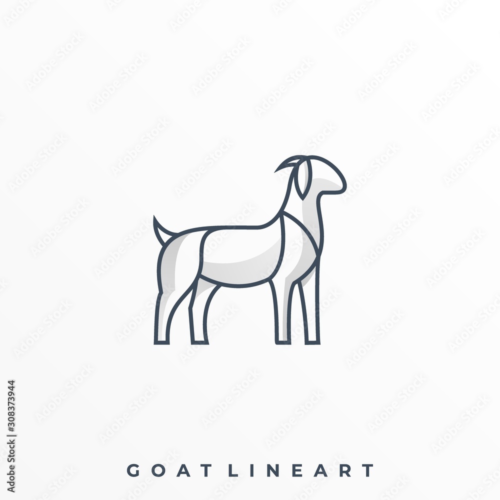 Obraz premium Goat Line Art Illustration Vector Template.