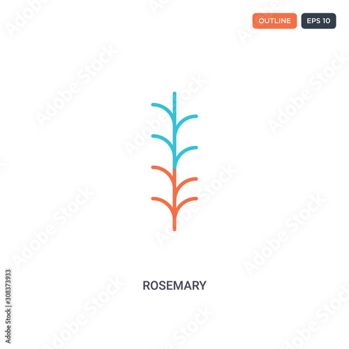 2 color Rosemary concept line vector icon. isolated two colored Rosemary outline icon with blue and red colors can be use for web, mobile. Stroke line eps 10.