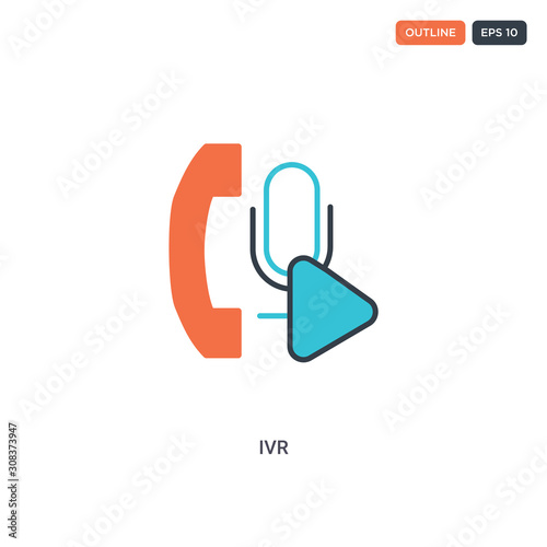 2 color Ivr concept line vector icon. isolated two colored Ivr outline icon with blue and red colors can be use for web, mobile. Stroke line eps 10.