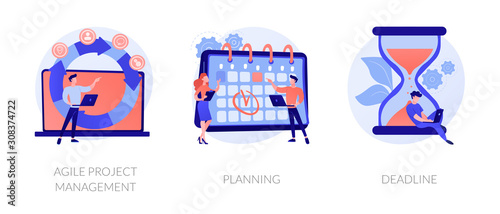 Task management and productivity icons set. Workflow organization and optimization scheme. Agile project management, planning, deadline metaphors. Vector isolated concept metaphor illustrations.
