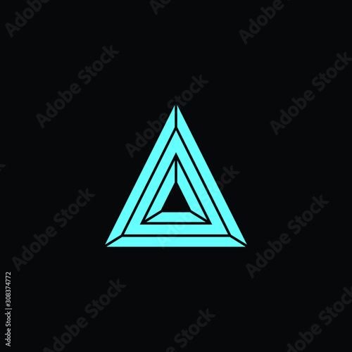 Simple A Minimalist Initial / Letter A modern logo design with blue ice color