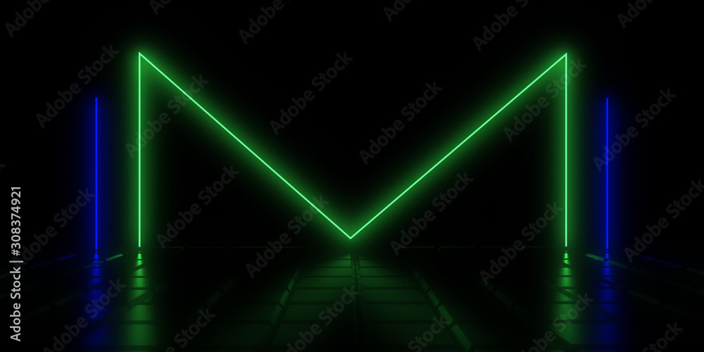 3D abstract background with neon lights. 3d illustration 3D abstract background with neon lights. 3d illustration