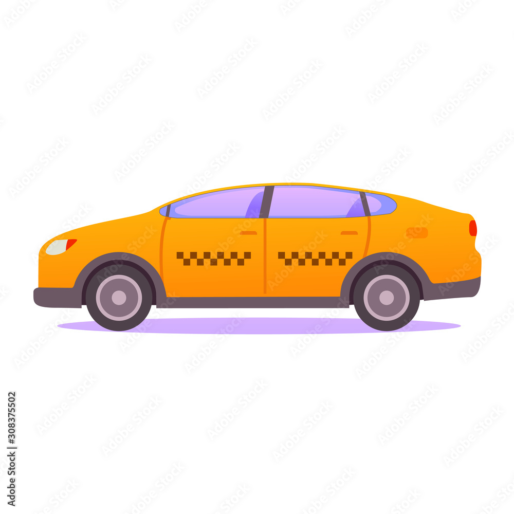 Yellow taxi cab icon.Vehicle city.Flat vector car . 