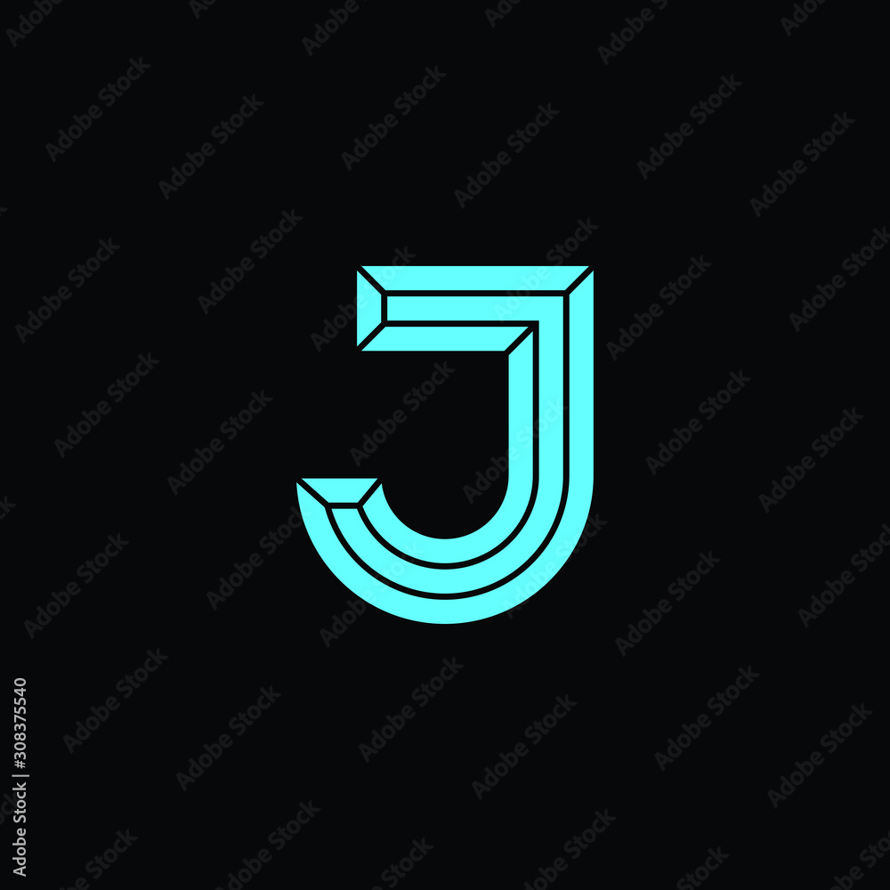 Simple J Minimalist Initial / Letter J modern logo design with blue ice color Simple J Minimalist Initial / Letter J modern logo design with blue ice color