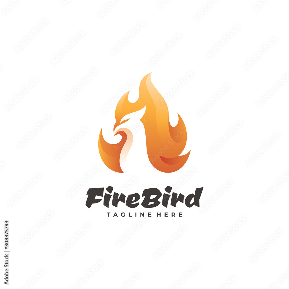 Modern Bird and Fire Flame Phoenix Logo Icon Modern Bird and Fire Flame Phoenix Logo Icon