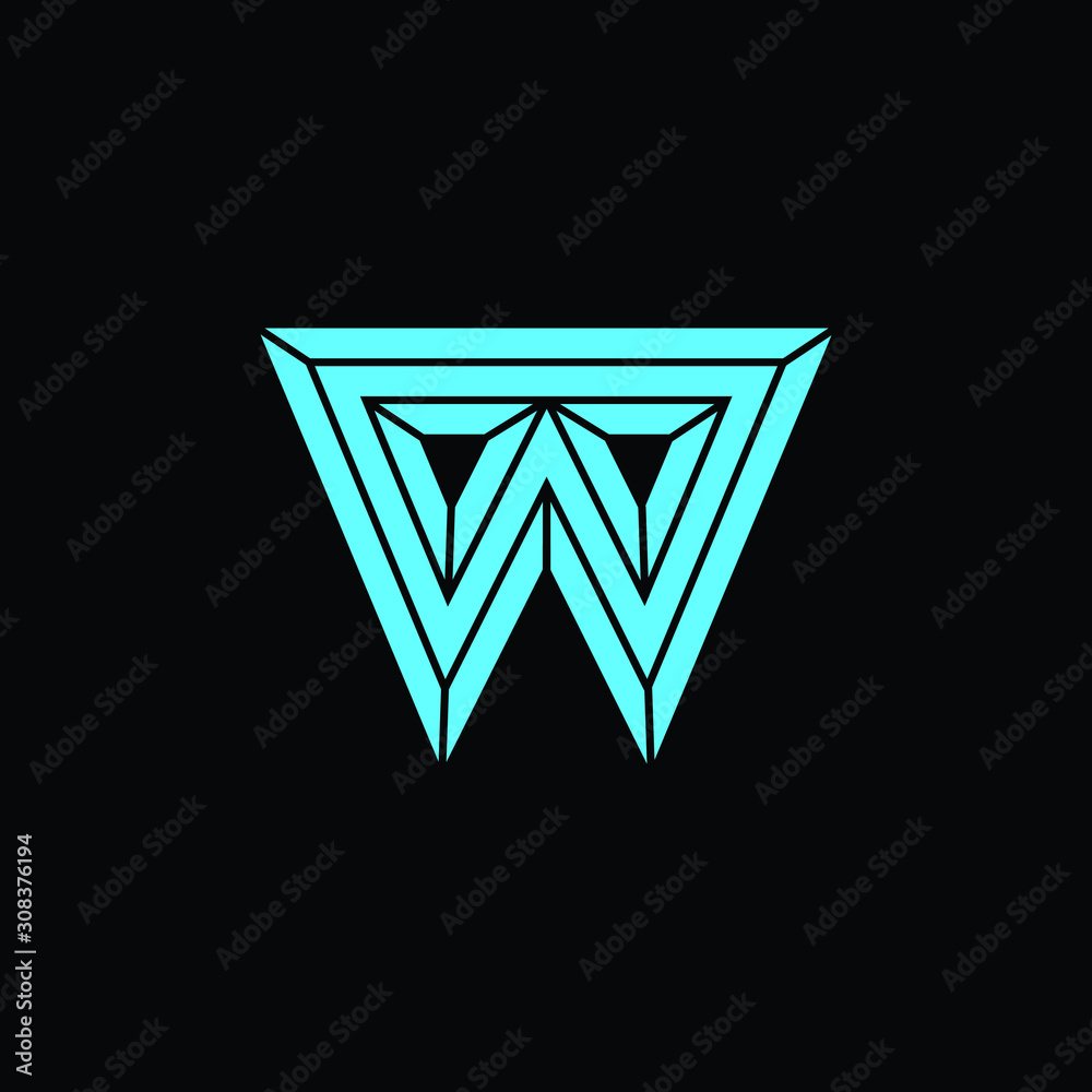 Simple ice block W Initial / Letter W modern logo design with blue ice color Simple ice block W Initial / Letter W modern logo design with blue ice color